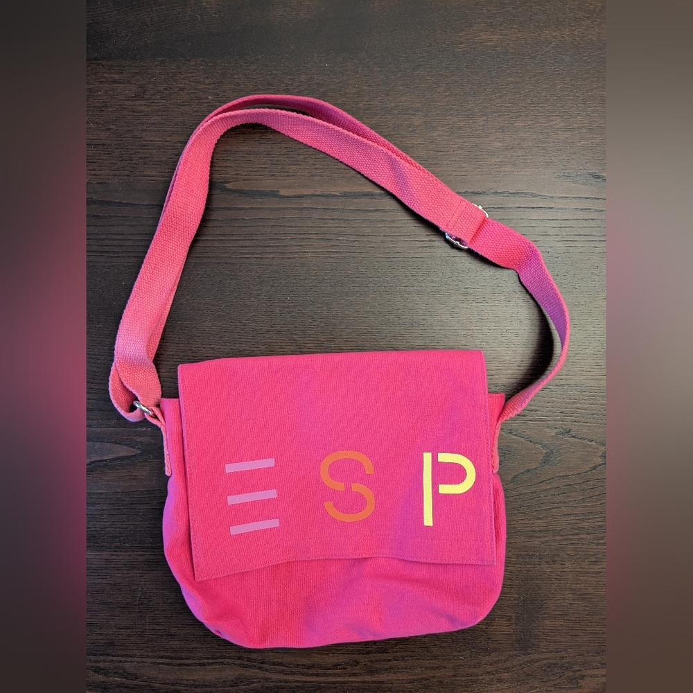 ESPRIT Logo Crossbody Bag Messenger Tote Purse Spellout Pink Rainbow